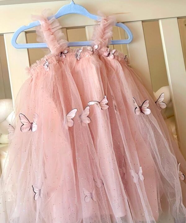 Vestido Tul Mariposa Palo de Rosa