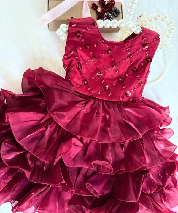 Set Vestido y clips Luces Rojo .